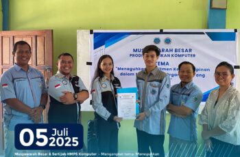 Sabtu, 05 Juli 2025 — Musyawarah Besar & Serah Terima Jabatan HMPS Pendidikan Komputer 2025 🎓 Mengusung tema “Meneguhkan Komitmen Kepemimpinan dalam Membangun Organisasi yang Visioner”, HMPS Program Studi Pendidikan Komputer sukses menyelenggarakan Musyawarah Besar (MUBES) sekaligus Serah Terima Jabatan kepengurusan periode berikutnya.